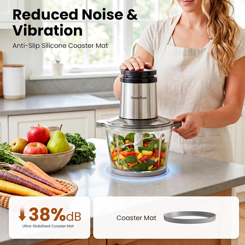 Procesador de alimentos con 2 cuencos (8 tazas+8 tazas), picadora eléctrica
