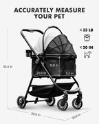 Cochecito para mascotas para perros y gatos pequeños, cochecito plegable con un solo clic con transportador desmontable y 3 correas de seguridad, soporta hasta 33 libras, cesta de