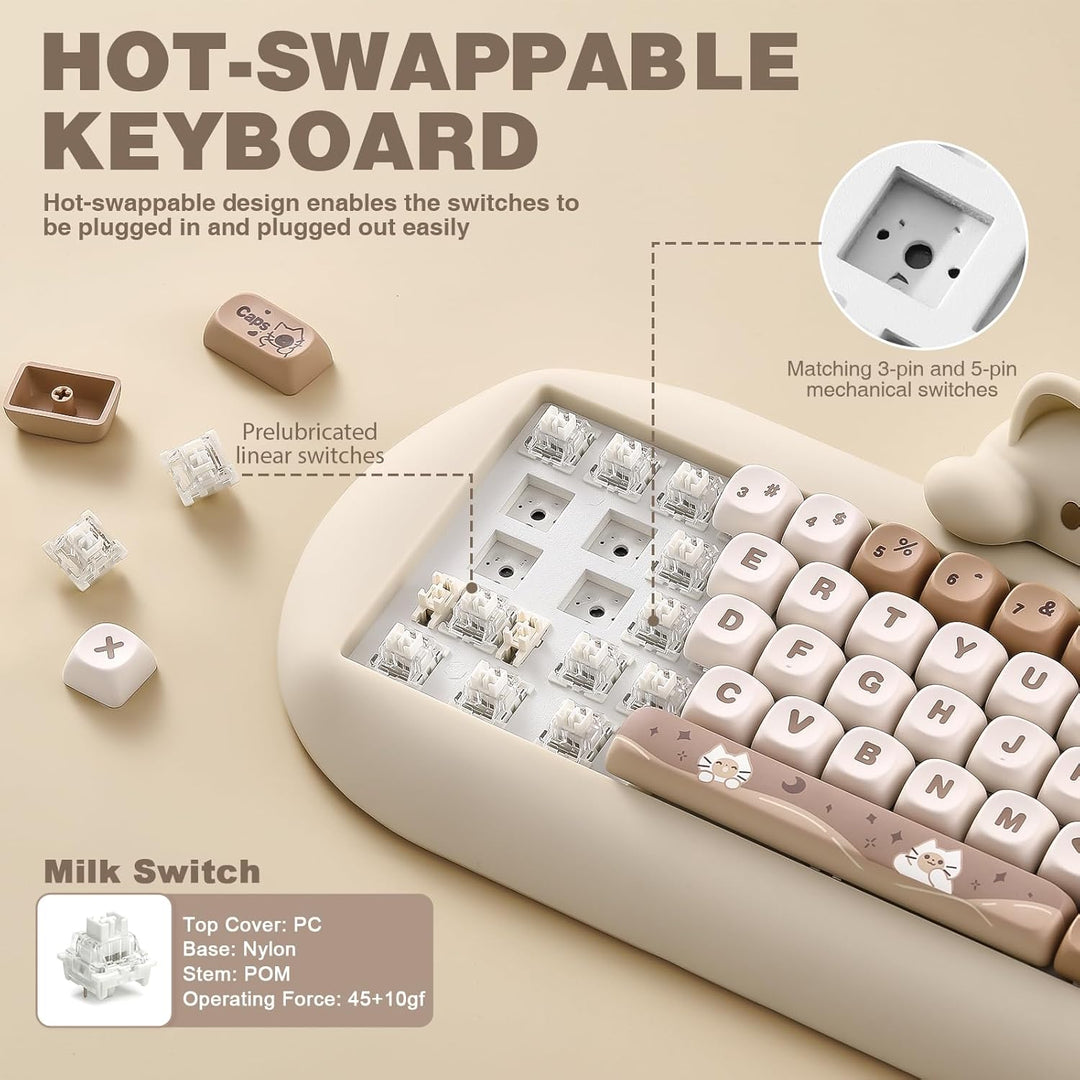 YUNZII Teclado mecánico inalámbrico C68, distribución 65%, intercam...