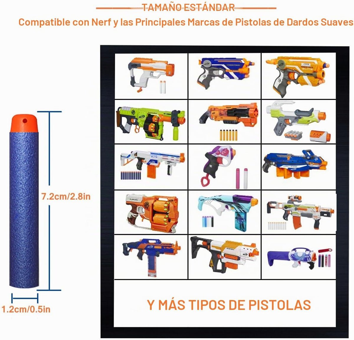 AMOSTING Paquete de munición de dardos de repuesto, 1000 unidades para Nerf N-Strike Elite 2.0 Series DinoSquad, compatible con todos los lanzadores Elite