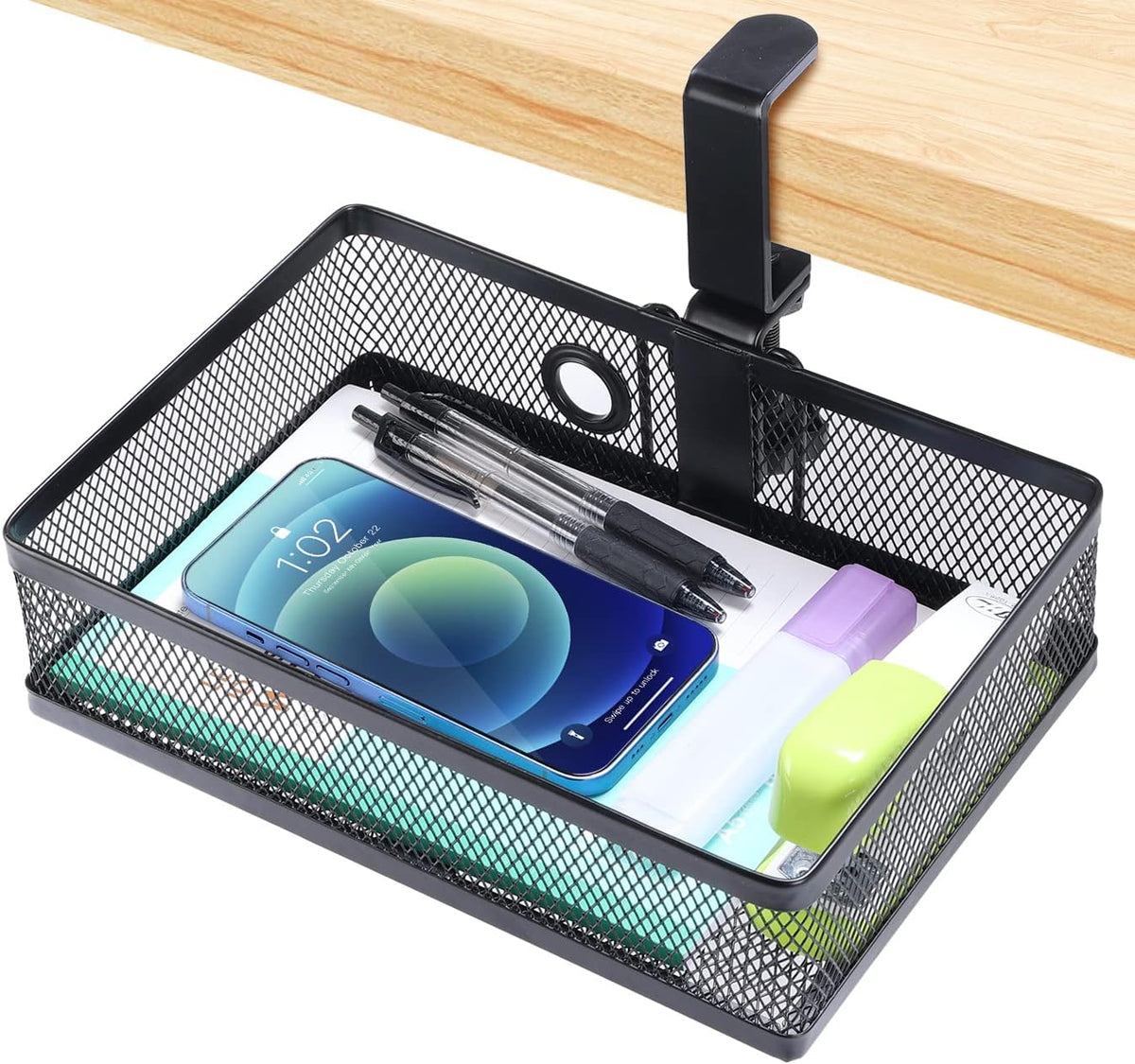 ROSYLINE Under Desk Storage Basket Hanging Drawer Tray, Clamp en Organizer