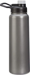 Amazon Basics Botella de agua grande aislada de acero inoxidable, tapa de boquilla a prueba de fugas, sin BPA, aislada al vacío, mantiene las bebidas frías, portátil, 30.1 onzas, gris
