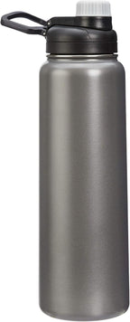 Amazon Basics Botella de agua grande aislada de acero inoxidable, tapa de boquilla a prueba de fugas, sin BPA, aislada al vacío, mantiene las bebidas frías, portátil, 30.1 onzas, gris