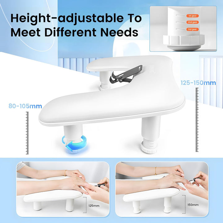 JODSONE Reposabrazos de manicura blanca en forma de U para uñas con...