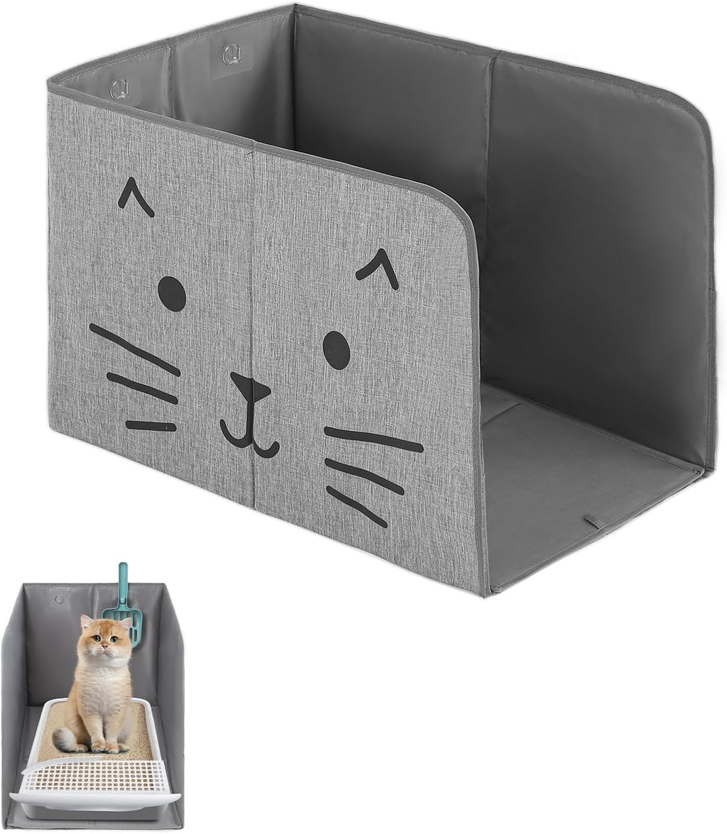 Caja de arena impermeable para gatos con alfombrilla extraíble, caja para gatos con 2 ganchos para cuchara, antifugas, control de polvo, fácil de limpiar, 24.02 x 16.14 x 16.14 pulgadas