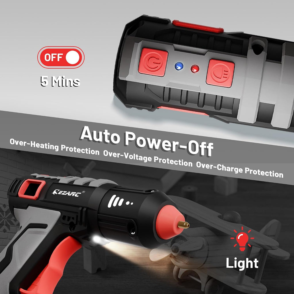 EZARC Pistola de pegamento caliente inalámbrica de 12 V, calentamiento