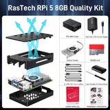 RasTech Raspberry Pi 5 8GB Kit 64GB Edition con enfriador activo, f...