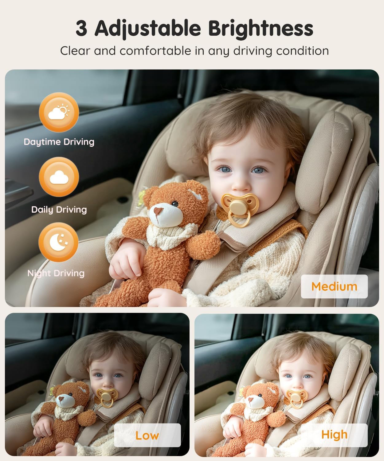 Babyvue BV3 MAX Cámara dual para coche de bebé para 2 niños, pantal...