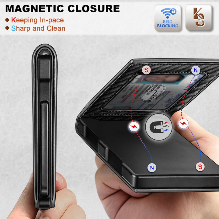 KEMISANT Billetera para hombre, delgada, con tapa magnética, acceso...