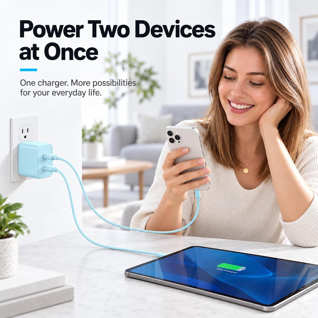 Cargador tipo C súper rápido para Samsung, cargador USB C de doble puerto