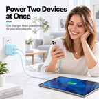 Cargador tipo C súper rápido para Samsung, cargador USB C de doble puerto