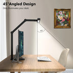 Lámpara lámpara de escritorio de arquitecto con iluminación atmosférica, lámpara de escritorio LED ajustable para el hogar y la oficina con base, lámpara de mesa de 24W con atenuación automática