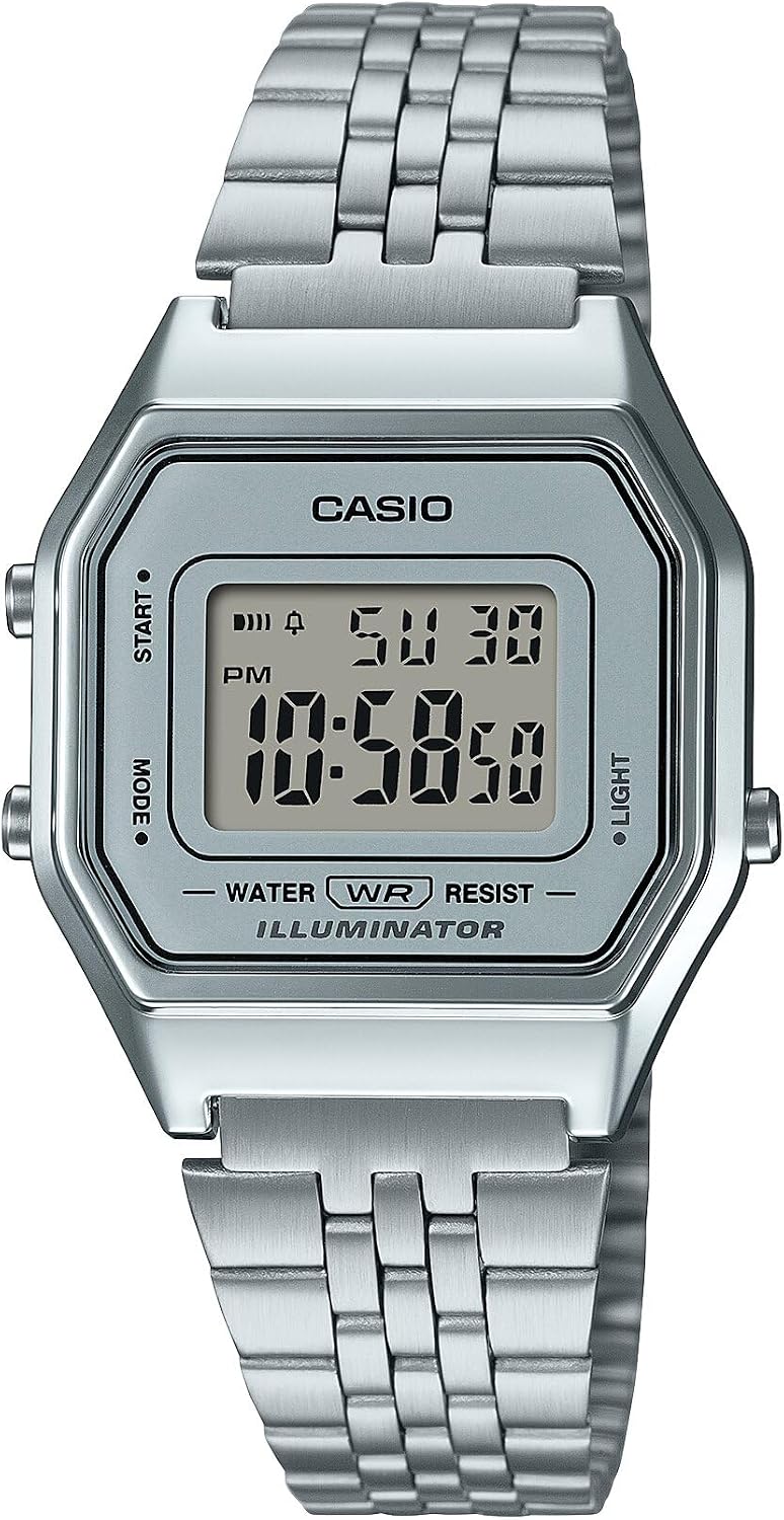 Casio Reloj Digital para Mujer con Correa de Acero Inoxidable - LA680WA