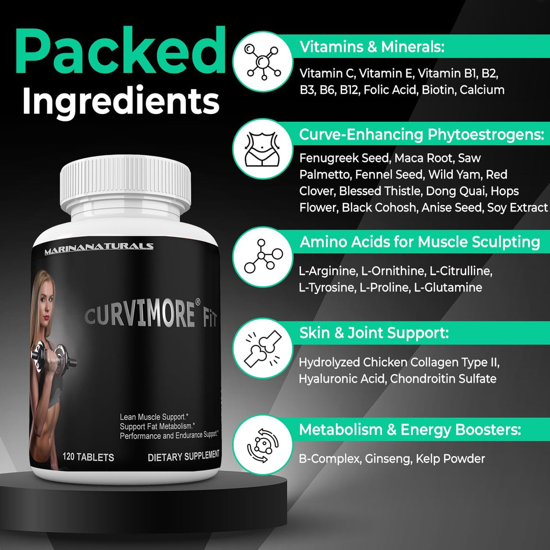 CURVIMORE® Suplemento FiT Mujeres. Cuerpo Voluptuoso Rápido. Multiv...