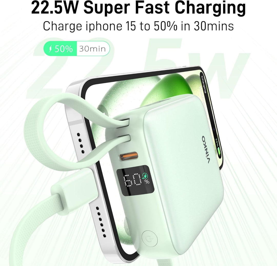 VINKO - Cargador portátil pequeño, batería externa de 10000 mAh, ca...