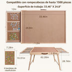 Mesa de rompecabezas con patas, 2 cajones y 6 bandejas de