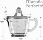 CuttleLab Exprimidor de Vidrio de 2 Tazas (Transparente) - Exprimidor Manual de Limón y Lima, Rallador de Cítricos