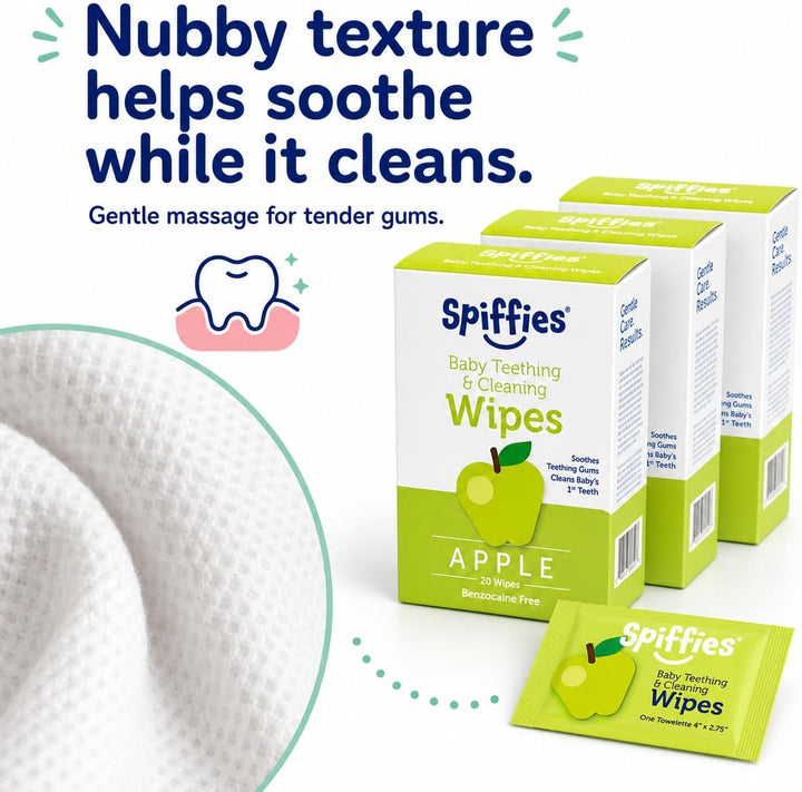 Spiffies Toallitas de dientes para el cuidado bucal del bebé, pañue...