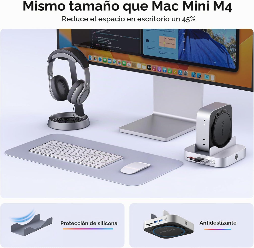 Yottamaster 9 en 1 Mac mini M6/M4 Pro Dock con ventilador de refrigeración