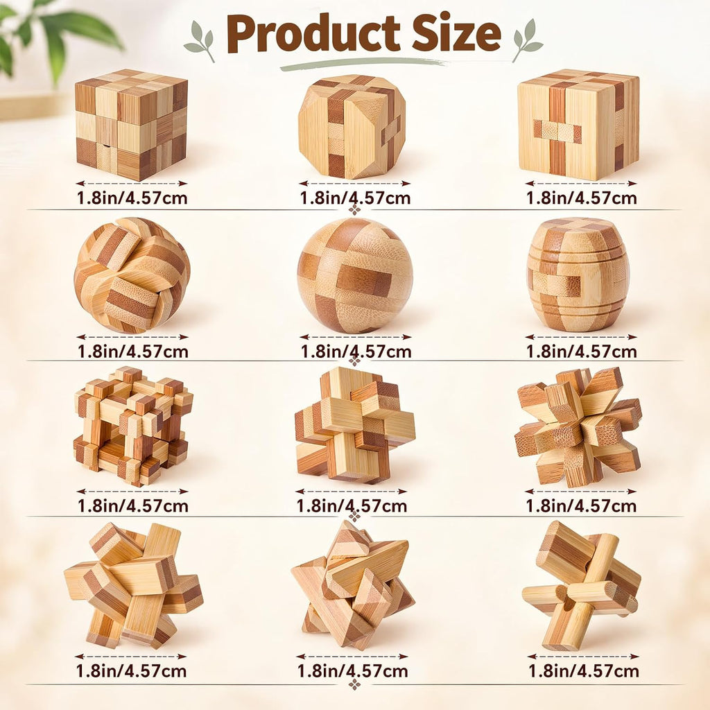 12 rompecabezas de madera para adultos, A-12 piezas