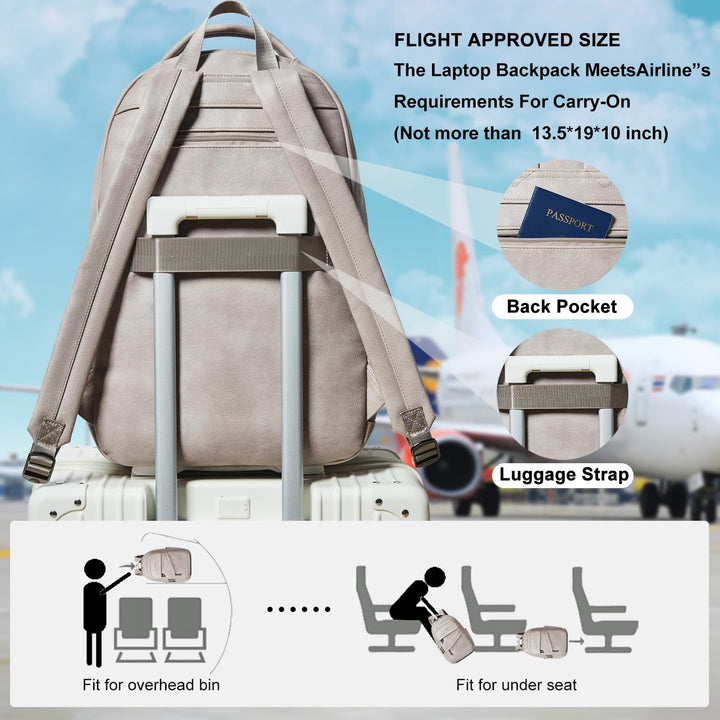 LATMAP Mochila de 43L para mujeres y hombres - Mochila de cuero veg...