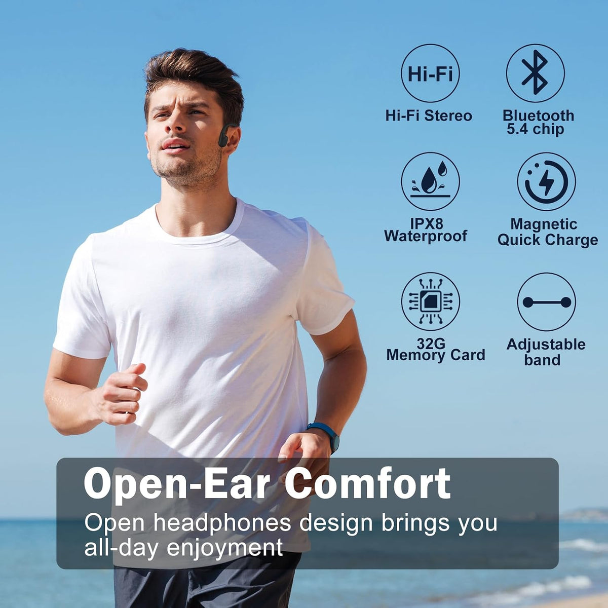 Auriculares de natación de conducción ósea, IP68 Auriculares de natación