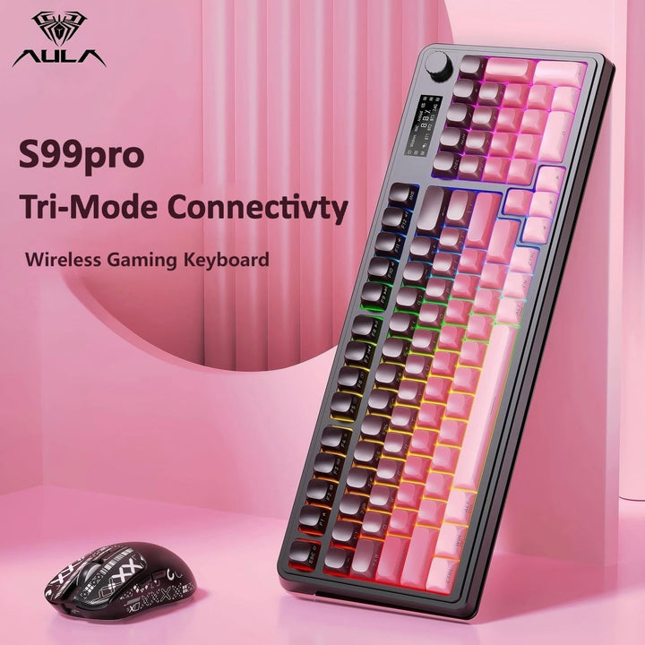 Teclado AULA S99 Pro, teclados inalámbricos con botón multimedia, r...