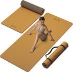 Tapete de yoga ancho de grosor (0.394 pulgadas), antideslizante, antidesgarros, tapete de pilates extra grande de 72 x 35 pulgadas para entrenamientos en casa, gimnasio y estiramiento de suelo con