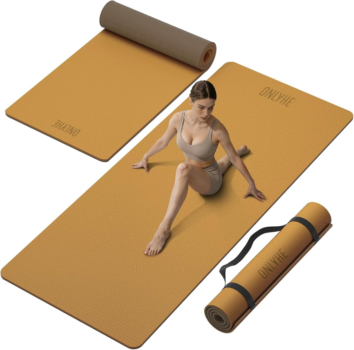 Tapete de yoga ancho de grosor (0.394 pulgadas), antideslizante, antidesgarros, tapete de pilates extra grande de 72 x 35 pulgadas para entrenamientos en casa, gimnasio y estiramiento de suelo con