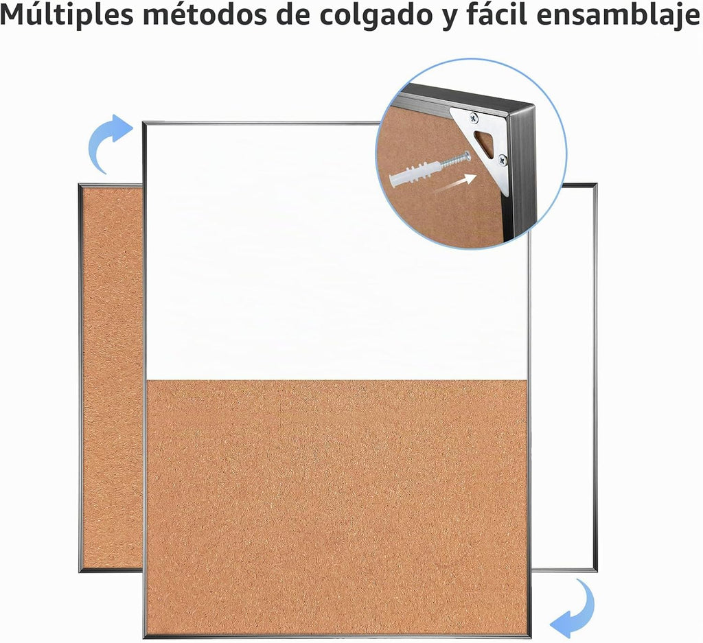 Tablero de corcho Combo de pizarra blanca