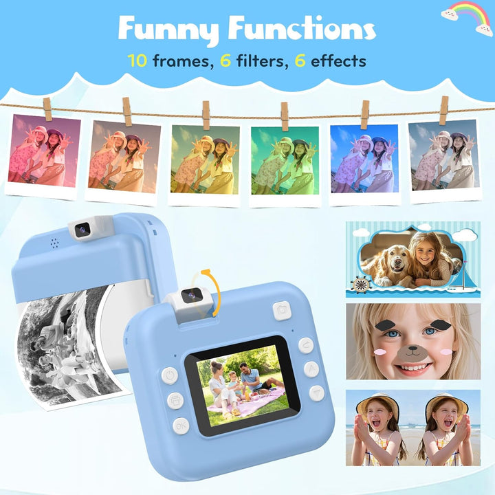 Cámara para niños con impresión instantánea: cámara digital con len...