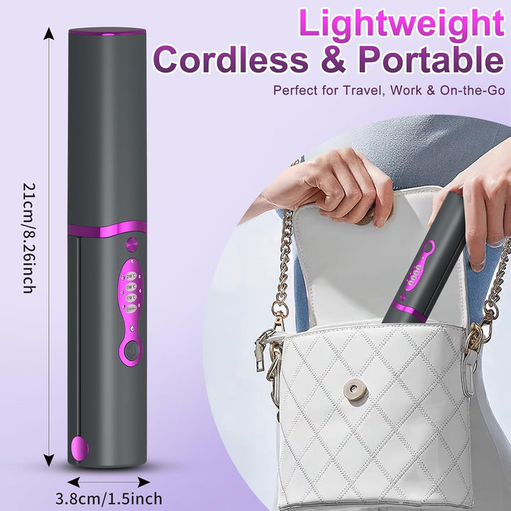 Cordless Hair Straightener Curler, 2-in-1 Portable Travel Mini Flat...