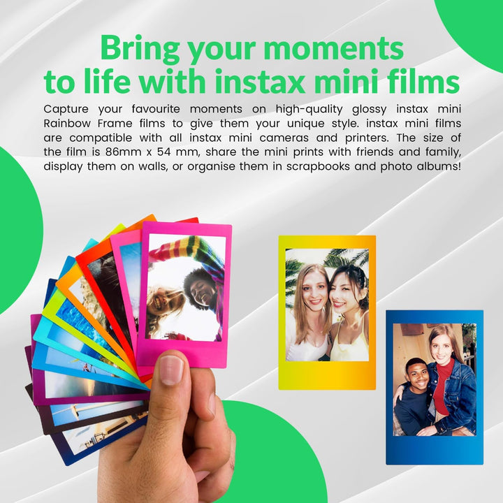 Película Fujifilm Instax Mini Instant Rainbow, 20 hojas + Paño de l...