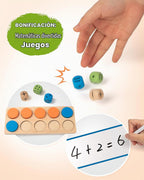 Juego de Marco de Diez de Madera, Manipuladores Matemáticos para Jardín de Infantes, Elemental 1º 2º Grado Enseñanza en Casa, Juegos Matemáticos Montessori de Adiciones y Sustracciones para