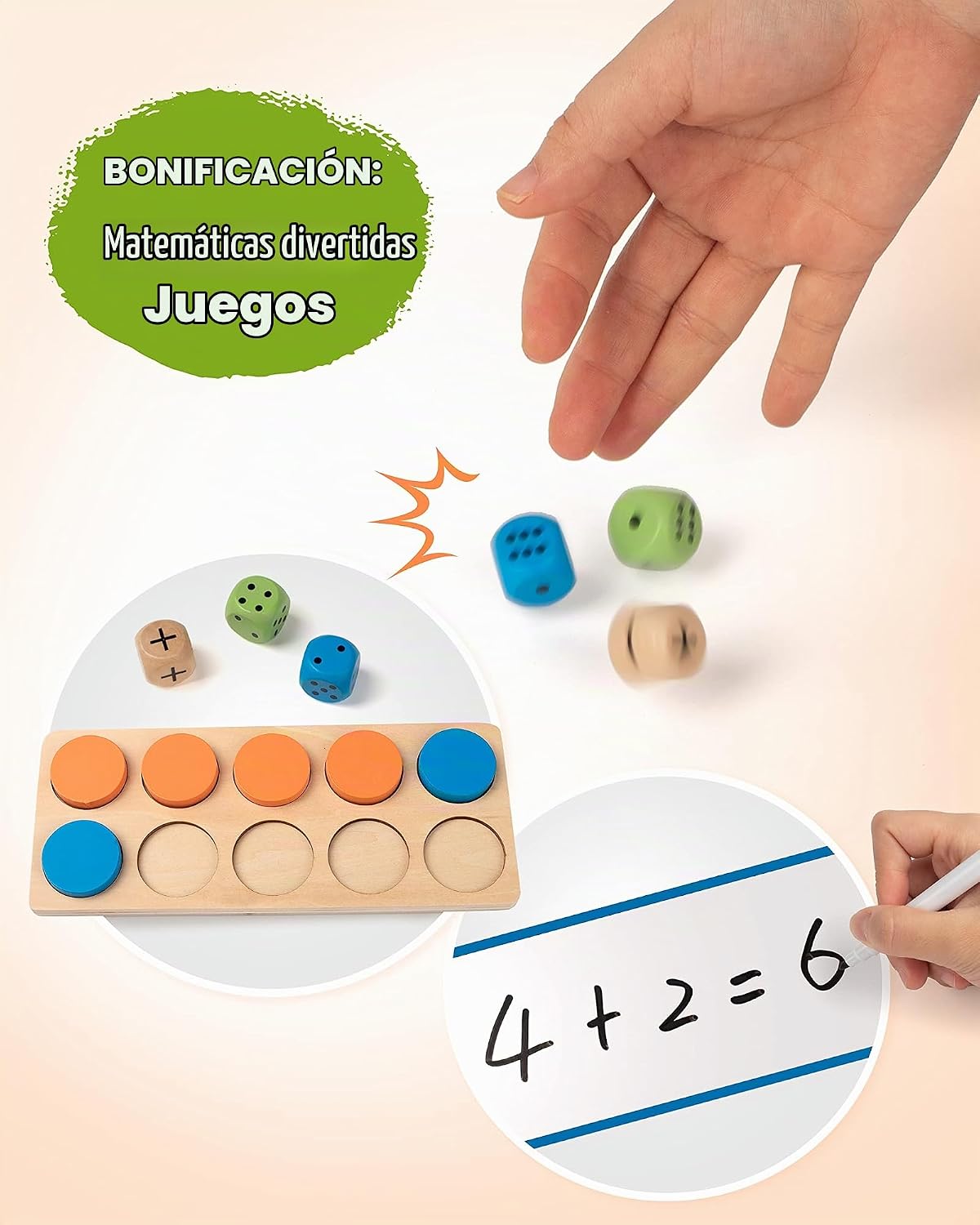 Juego de Marco de Diez de Madera, Manipuladores Matemáticos para Jardín de Infantes, Elemental 1º 2º Grado Enseñanza en Casa, Juegos Matemáticos Montessori de Adiciones y Sustracciones para