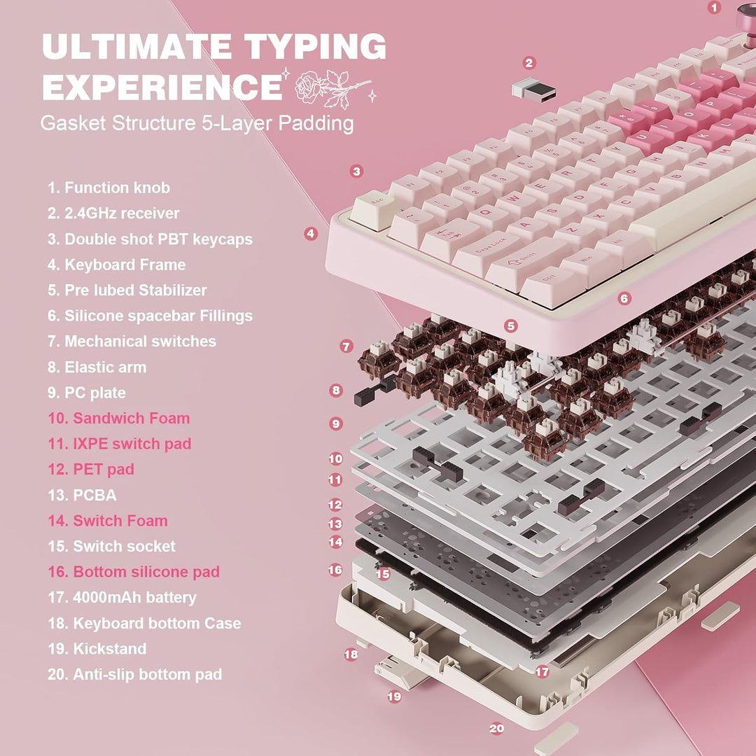 YUNZII B75 PRO Teclado mecánico inalámbrico, diseño 75% con perilla...