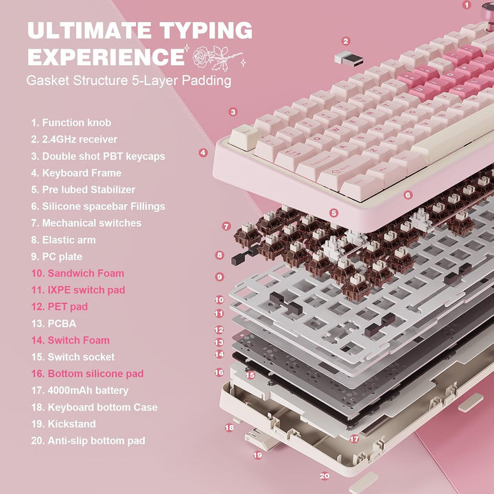 YUNZII B75 PRO Teclado mecánico inalámbrico, diseño 75% con perilla...
