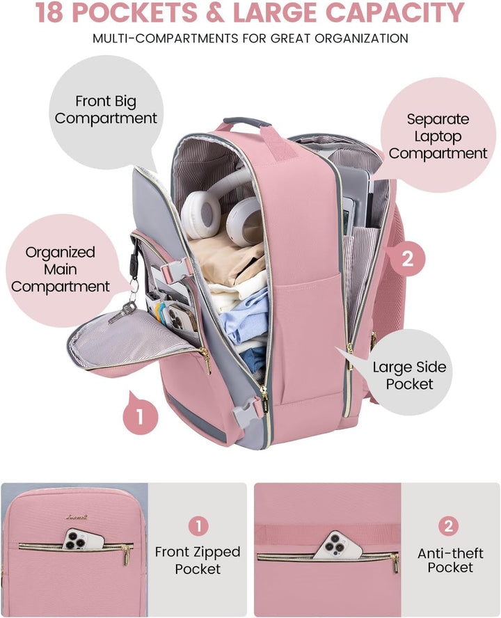LOVEVOOK Mochila de viaje de 50 litros para mujeres y hombres, equi...