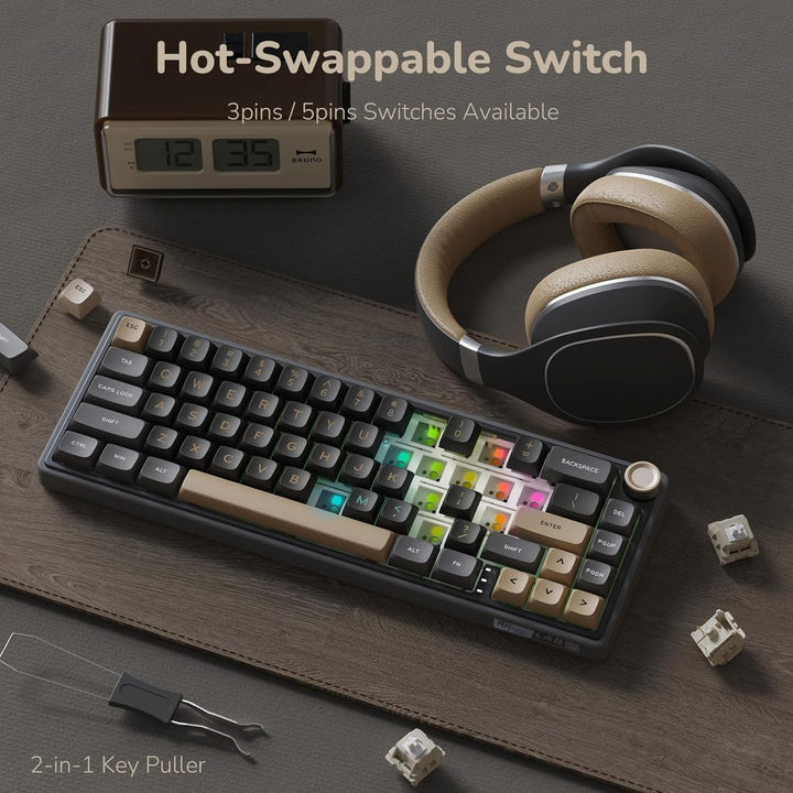 Teclado para juegos RK ROYAL KLUDGE R65 con perilla de volumen, tec...