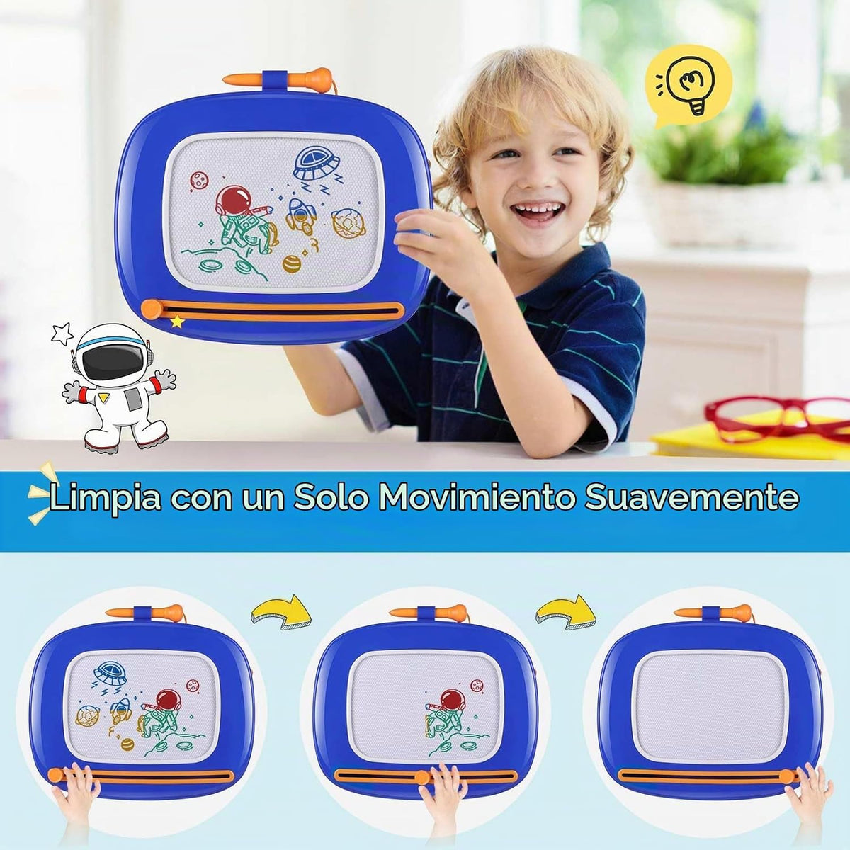 Juguetes para niños pequeños, pizarra magnética de dibujo para pintar garabatos, juguetes educativos niños y niñas 1, 2, 3 años, regalos de cumpleaños, Navidad, azul oscuro