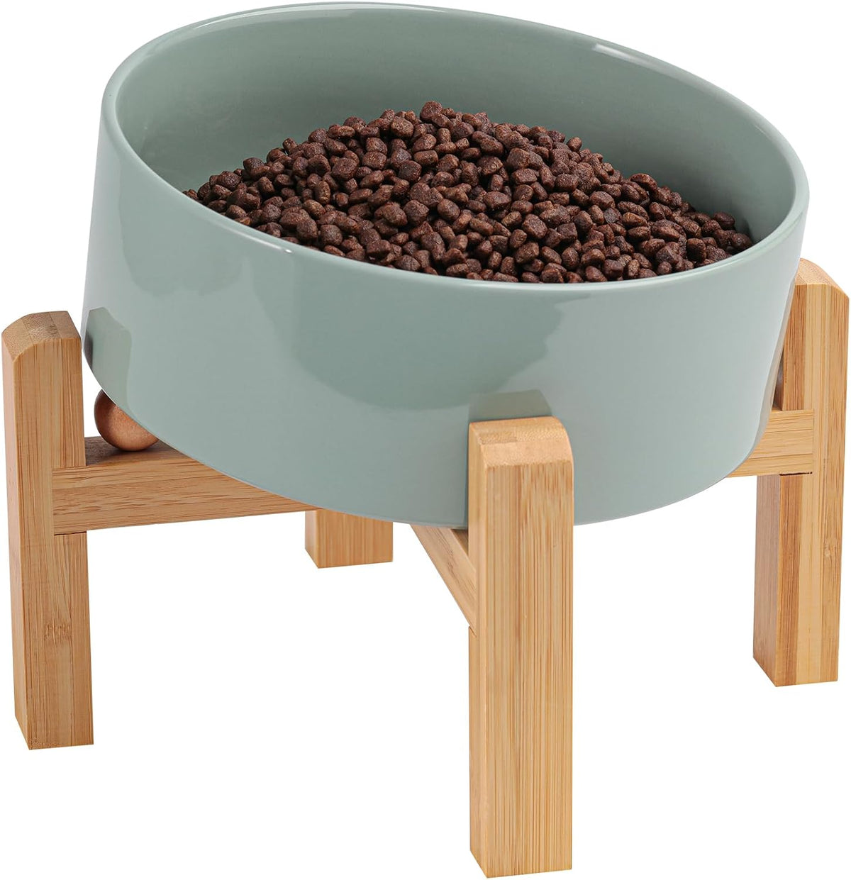 Tazón elevado de cerámica antideslizante de 15° inclinado para perros de razas pequeñas/medianas, plato inclinado de cara grande, plato de alimentación de agua para mascotas con soporte para