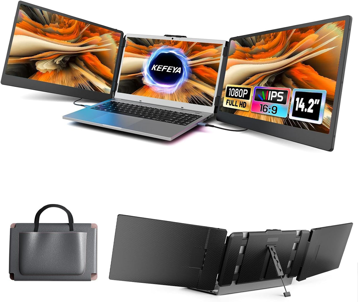 KEFEYA Extensor de pantalla para laptop, monitor triple portátil de...