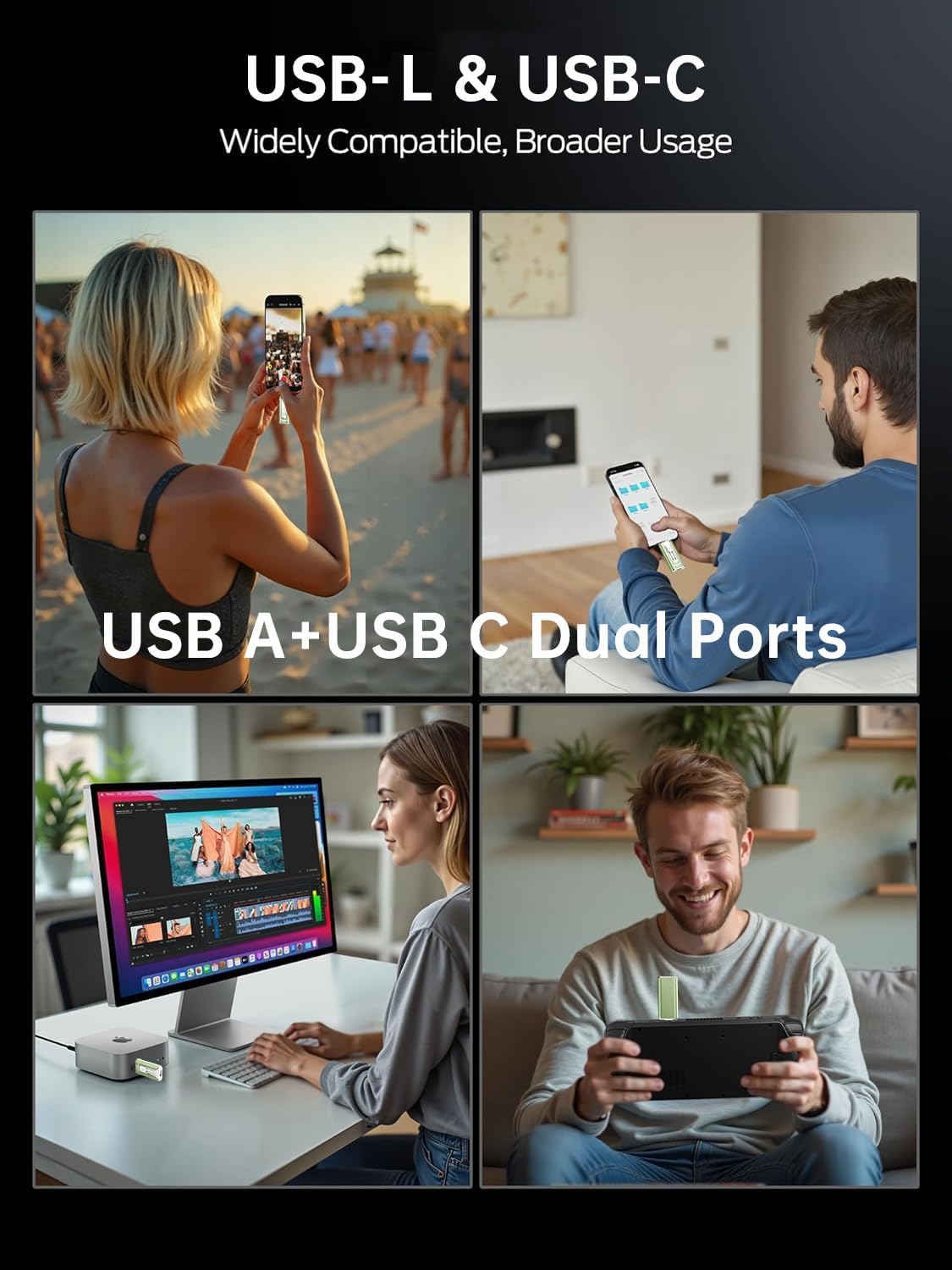 AUAMOZ Mini unidad flash de doble interfaz de 256 GB, memoria portá...