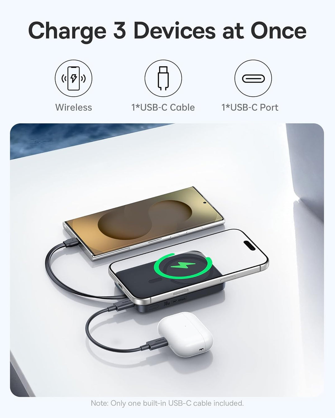 Baseus - Banco de energía Magsafe de 10,000 mAh, cargador portátil...