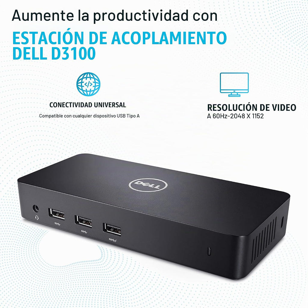 Dell D3100 - Estación de acoplamiento USB 3.0, base de monitor doble de