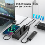 xiaobi, hub USB 3.2 de 10 puertos, alimentado, adaptador 12V/5A