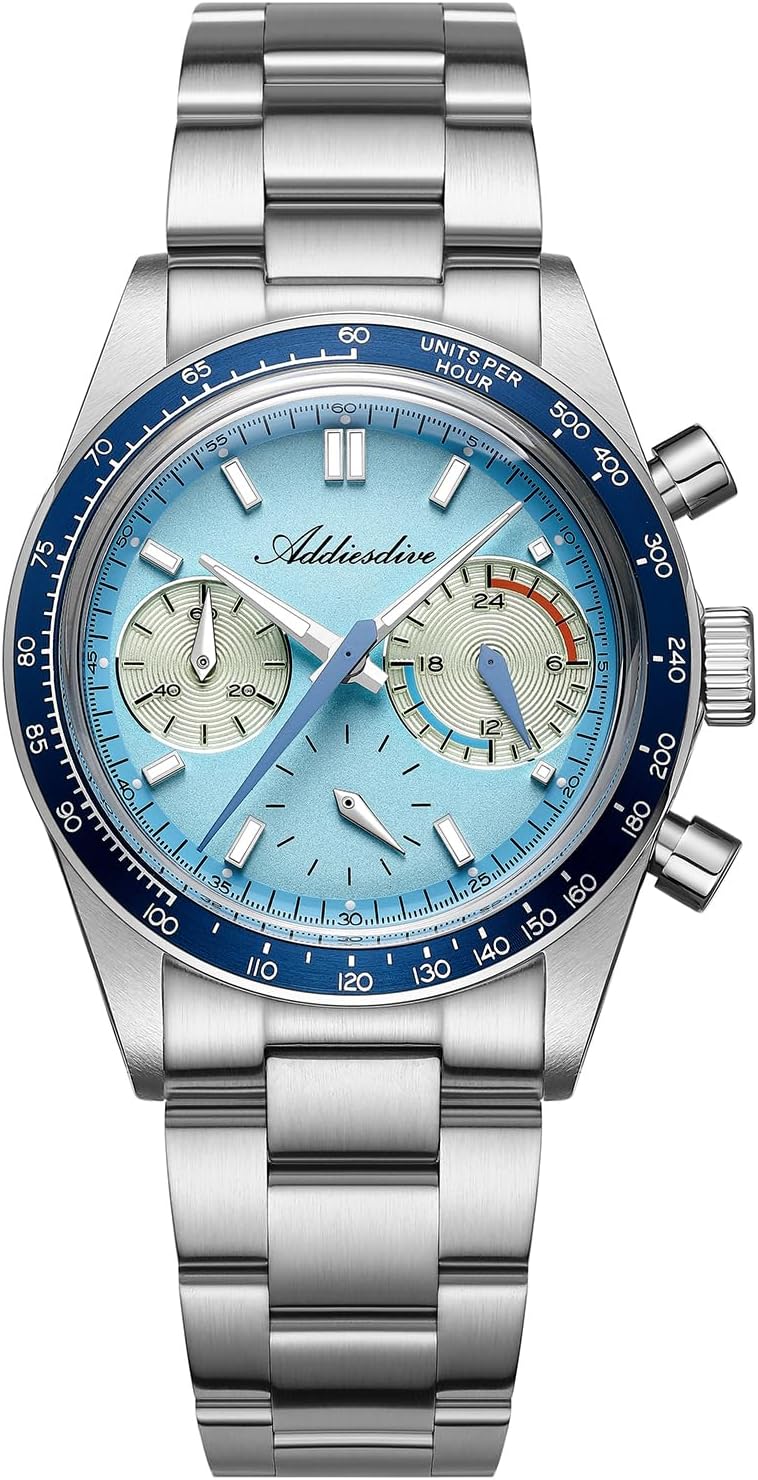 ADDIESDIVE Racing Chronograph Relojes para Hombre 3 Sub-diales 100M a Prueba de Agua