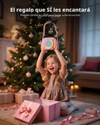 Mini máquina de karaoke con altavoz Bluetooth portátil con 2 micrófonos inalámbricos y luces LED de fiesta para niñas, niños, familia, compatible con tarjeta USB/AUX/TF para regalos de