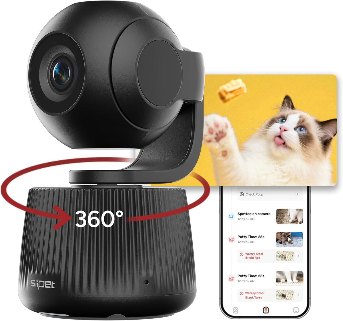 Cámara PawTrack 4K para mascotas con seguimiento automático, panorámica de 360°/inclinación de 270°, alertas de comportamiento y vlog inteligente para mascotas y audio bidireccional, modo de
