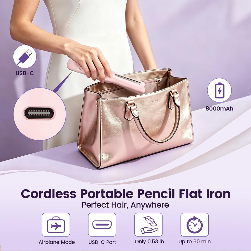 Youbella Plancha plana inalámbrica para cabello corto